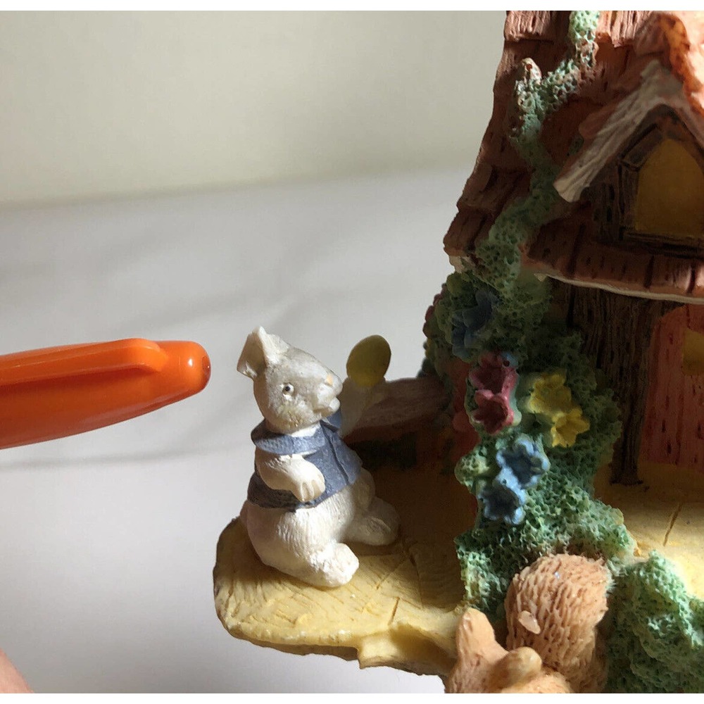 Easter Bunny Rabbit Family Treehouse Sculpture 12" Tall Read Description - Picture 5 of 6
